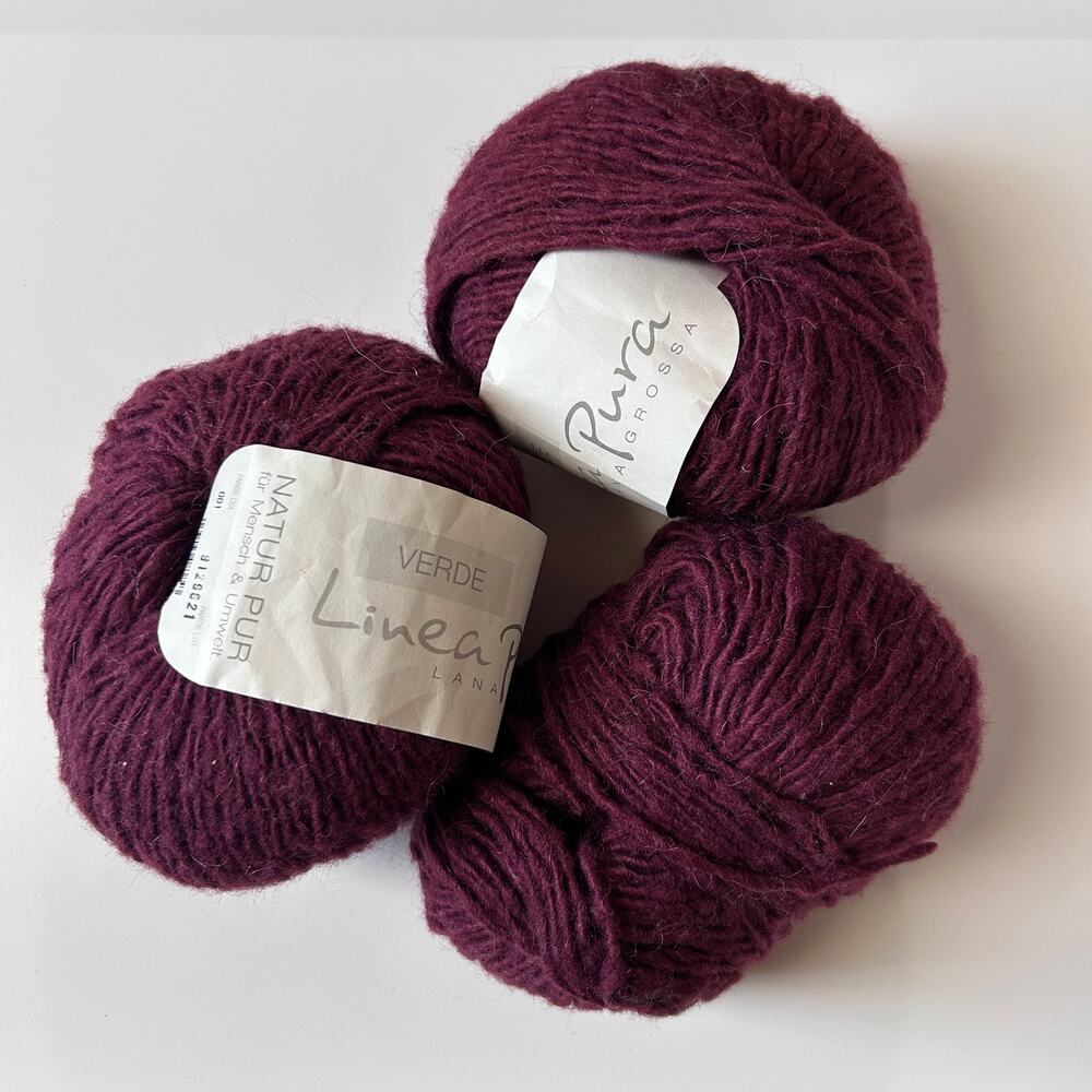Linea Pura Lana Grossa 75% Wool 25% alpaca Burgundy Lot 9129621 Lot of 2+